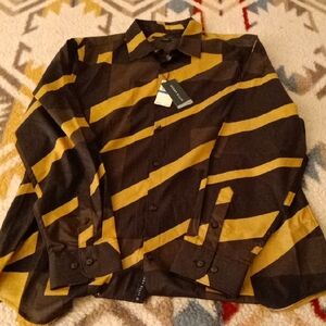 Perry Ellis Black and Yellow Geometric Shirt